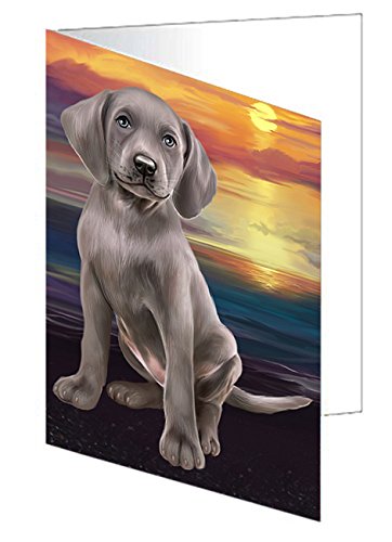Weimaraner Dog Handmade Artwork Assorted Pets Greeting Cards and Note Cards with Envelopes for All Occasions and Holiday Seasons GCD49787