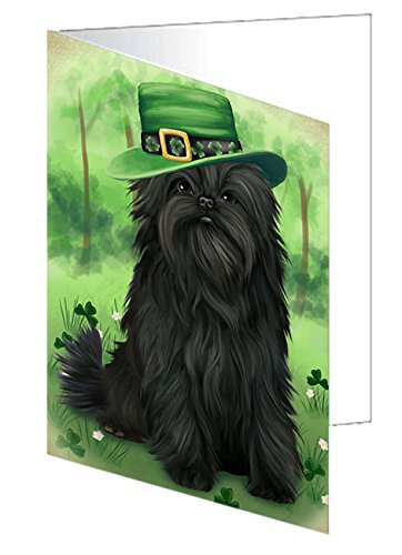 St. Patricks Day Irish Portrait Affenpinscher Dog Handmade Artwork Assorted Pets Greeting Cards and Note Cards with Envelopes for All Occasions and Holiday Seasons GCD49505
