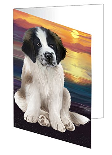 Saint Bernard Dog Handmade Artwork Assorted Pets Greeting Cards and Note Cards with Envelopes for All Occasions and Holiday Seasons D504