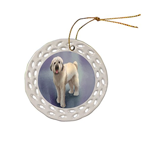 Wheaten Terrier Dog Christmas Doily Ceramic Ornament