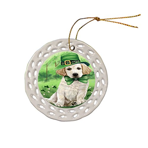 St. Patricks Day Irish Portrait Labrador Retriever Dog Ceramic Doily Ornament DPOR48826