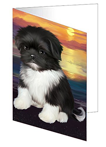 Shih Tzu Dog Handmade Artwork Assorted Pets Greeting Cards and Note Cards with Envelopes for All Occasions and Holiday Seasons D333
