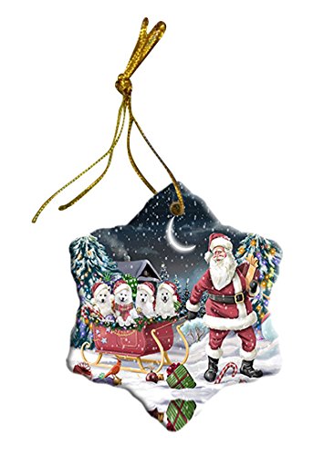 Santa Sled Dogs Samoyed Christmas Star Ornament POR2724