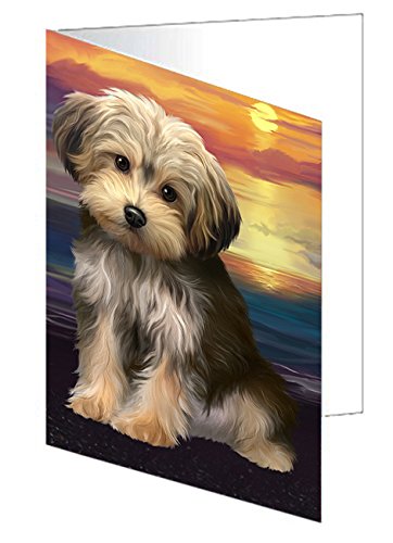 Yorkipoo Dog Handmade Artwork Assorted Pets Greeting Cards and Note Cards with Envelopes for All Occasions and Holiday Seasons GCD49802