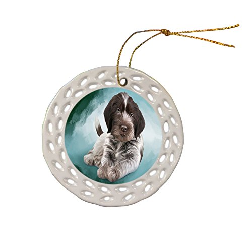 Wire Haired Fox Terrier Dog Christmas Doily Ceramic Ornament