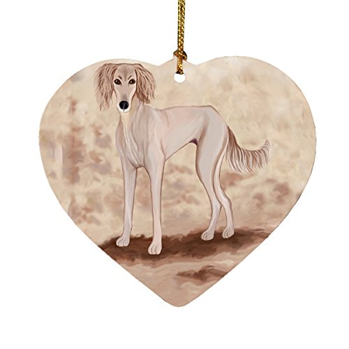 Saluki Puppy Dog Heart Christmas Ornament
