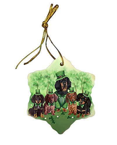 St. Patricks Day Irish Family Portrait Dachshund Dogs Star Porcelain Ornament SPOR48493