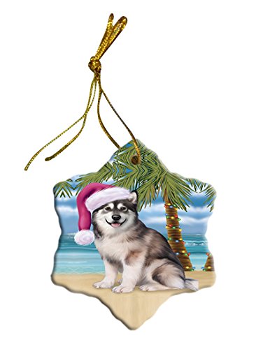 Summertime Alaskan Malamute Adult Dog on Beach Christmas Star Ornament POR2752