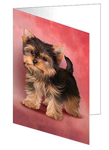 Yorkshire Terrier Puppy Dog Handmade Artwork Assorted Pets Greeting Cards and Note Cards with Envelopes for All Occasions and Holiday Seasons