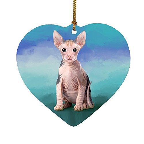 Sphynx Cat Heart Christmas Ornament HPOR48132