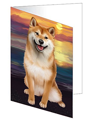 Shiba Inu Dog Handmade Artwork Assorted Pets Greeting Cards and Note Cards with Envelopes for All Occasions and Holiday Seasons D324