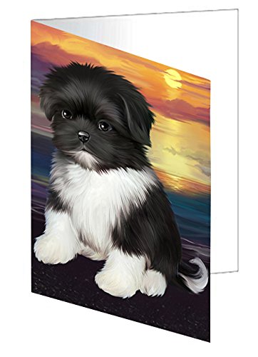 Shih Tzu Dog Handmade Artwork Assorted Pets Greeting Cards and Note Cards with Envelopes for All Occasions and Holiday Seasons D518