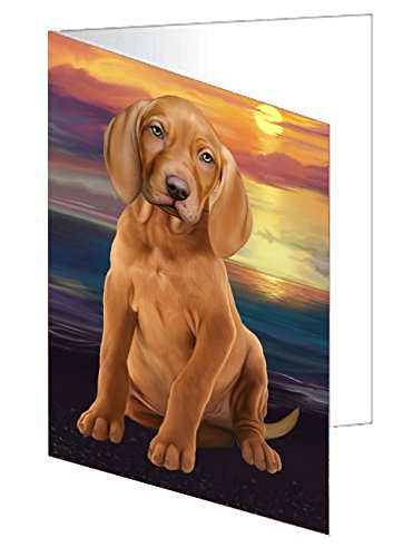Vizsla Dog Handmade Artwork Assorted Pets Greeting Cards and Note Cards with Envelopes for All Occasions and Holiday Seasons D342
