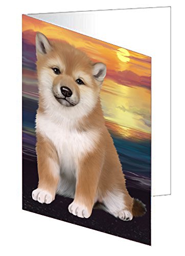 Shiba Inu Dog Handmade Artwork Assorted Pets Greeting Cards and Note Cards with Envelopes for All Occasions and Holiday Seasons D326
