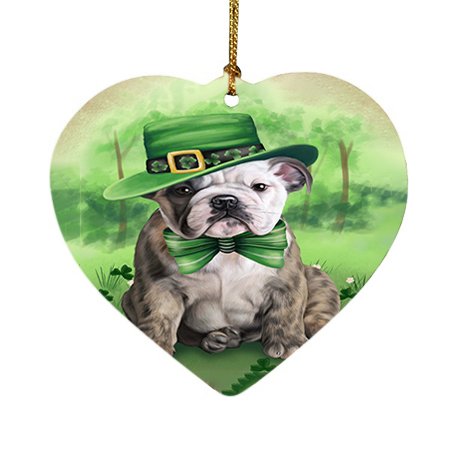 St. Patricks Day Irish Portrait Bulldog Heart Christmas Ornament HPOR48752