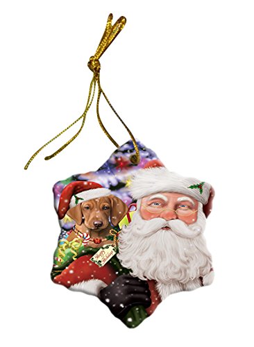 Vizsla Dog Christmas Snowflake Ceramic Ornament
