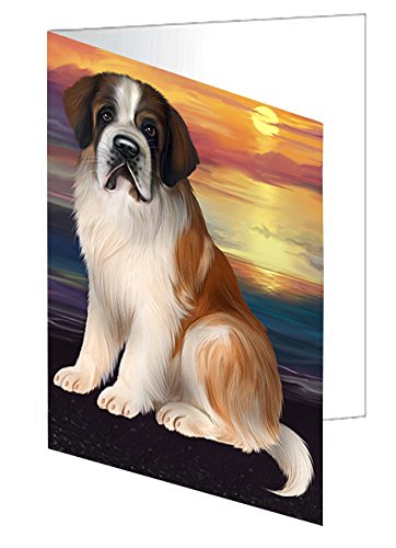 Saint Bernard Dog Handmade Artwork Assorted Pets Greeting Cards and Note Cards with Envelopes for All Occasions and Holiday Seasons D502