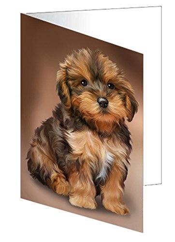 Yorkipoo Dog Handmade Artwork Assorted Pets Greeting Cards and Note Cards with Envelopes for All Occasions and Holiday Seasons GCD49817