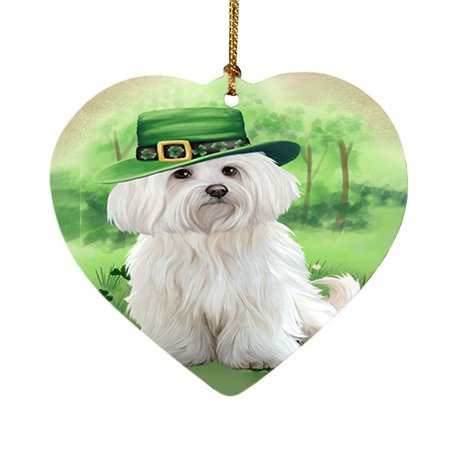St. Patricks Day Irish Portrait Maltese Dog Heart Christmas Ornament HPOR48833
