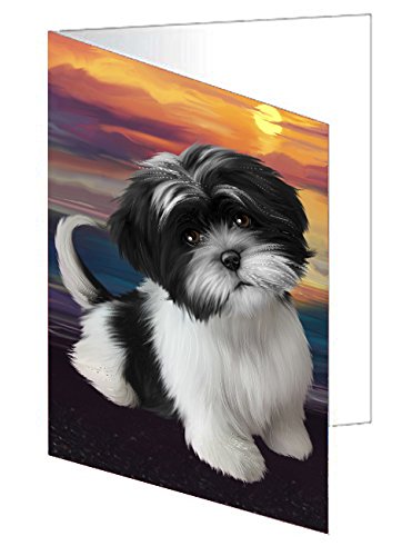 Shih Tzu Dog Handmade Artwork Assorted Pets Greeting Cards and Note Cards with Envelopes for All Occasions and Holiday Seasons D332