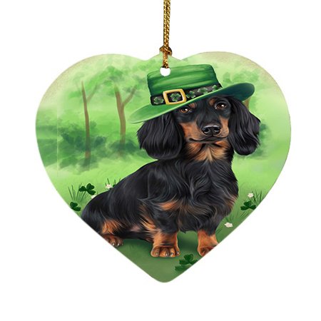 St. Patricks Day Irish Portrait Dachshund Dog Heart Christmas Ornament HPOR48456