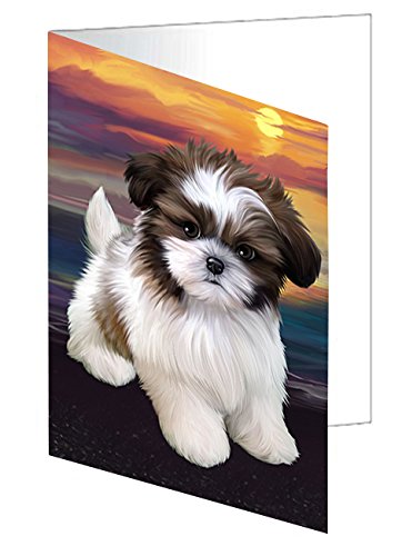 Shih Tzu Dog Handmade Artwork Assorted Pets Greeting Cards and Note Cards with Envelopes for All Occasions and Holiday Seasons D519