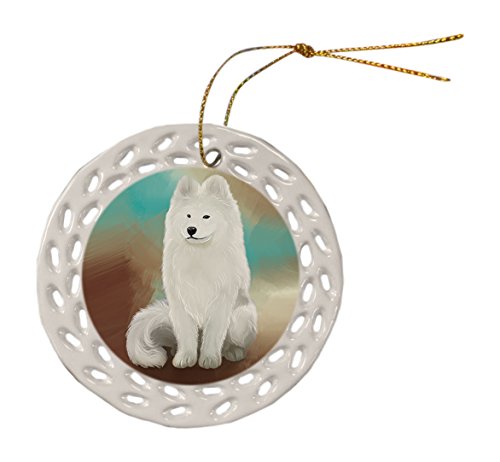 Samoyed Dog Ceramic Doily Ornament DPOR48095