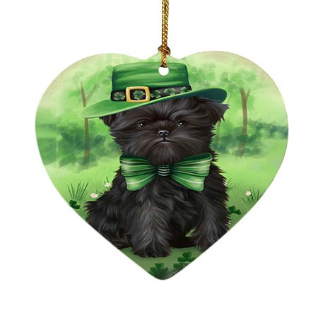 St. Patricks Day Irish Portrait Affenpinscher Dog Heart Christmas Ornament HPOR48445