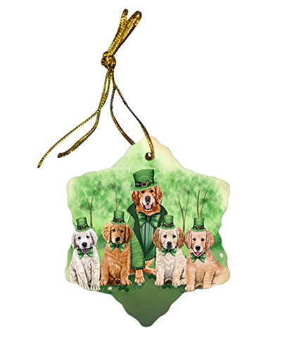 St. Patricks Day Irish Portrait Golden Retrievers Dog Star Porcelain Ornament SPOR48799