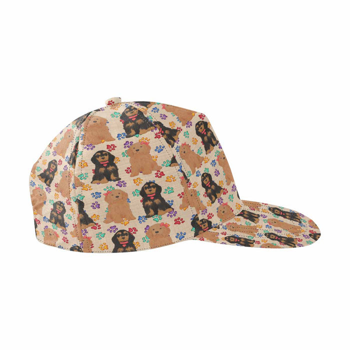 Women's All Over Rainbow Paw Print Cocker Spaniel Dog Snapback Hat Cap