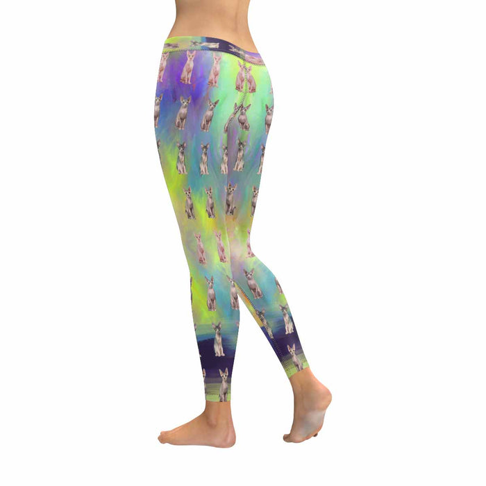 Sphynx Cats  All-Over Low Rise Leggings (Model L07) (Outside Serging)