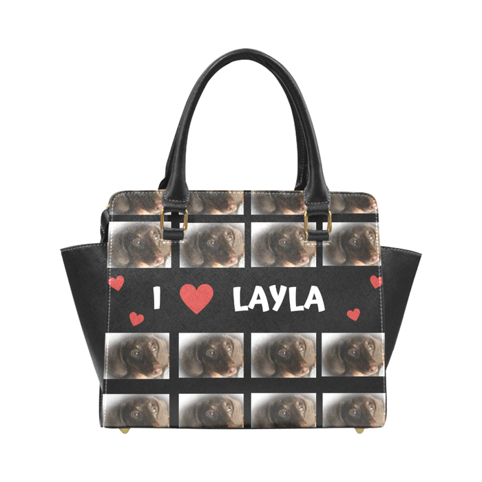 Custom Add Your Photo Here PET Dog Cat Photos on Rivet Shoulder Bag