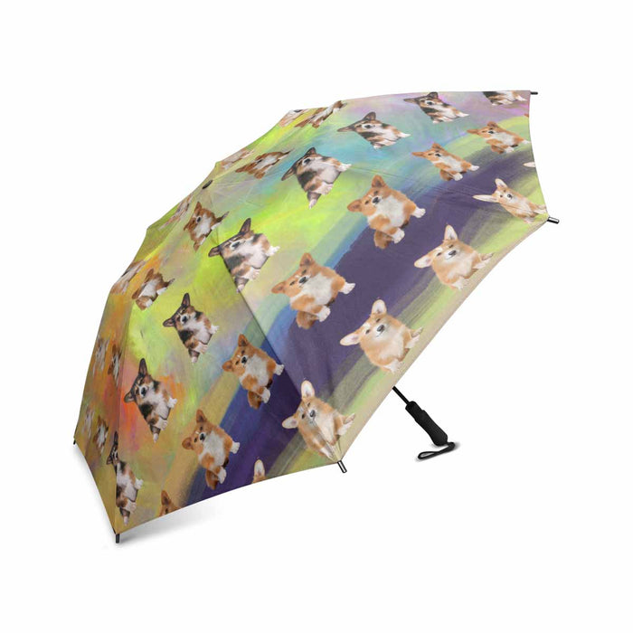 Welsh Corgi Dogs  Semi-Automatic Foldable Umbrella