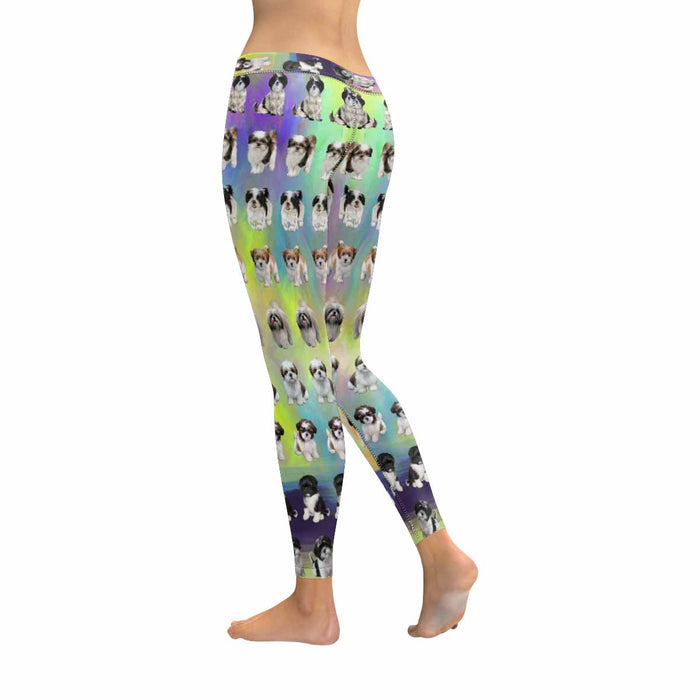 Shih Tzu Dogs  All-Over Low Rise Leggings (Model L07) (Outside Serging)