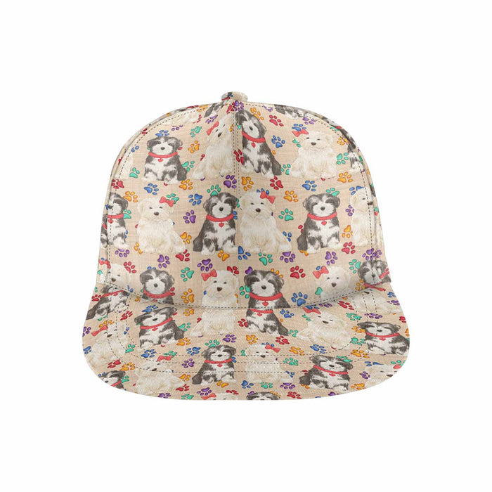 Women's All Over Rainbow Paw Print Havanese Dog Snapback Hat Cap