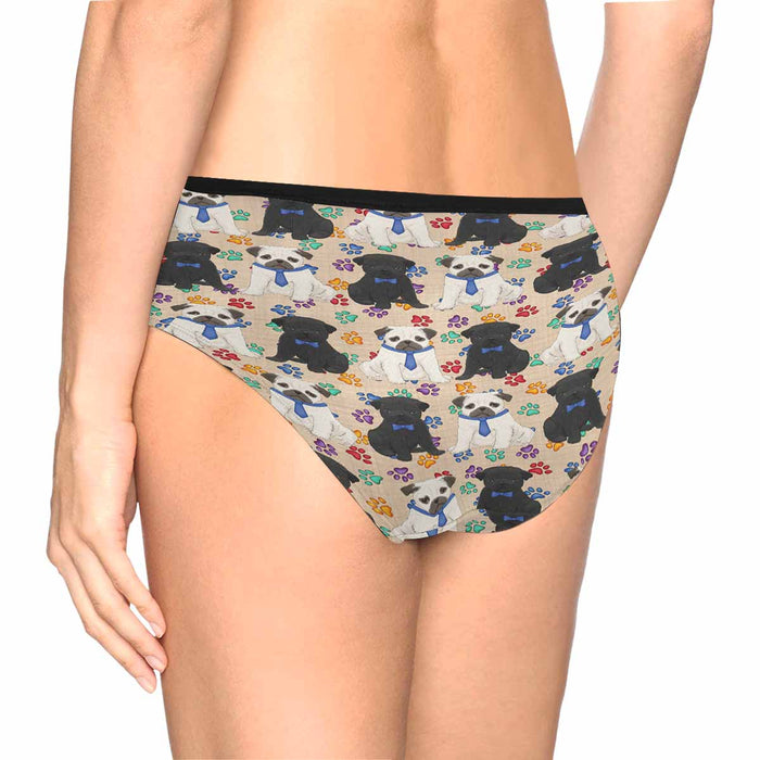 Pug Dogs Blue  Women&#039;s High Waist Briefs (Model L26)