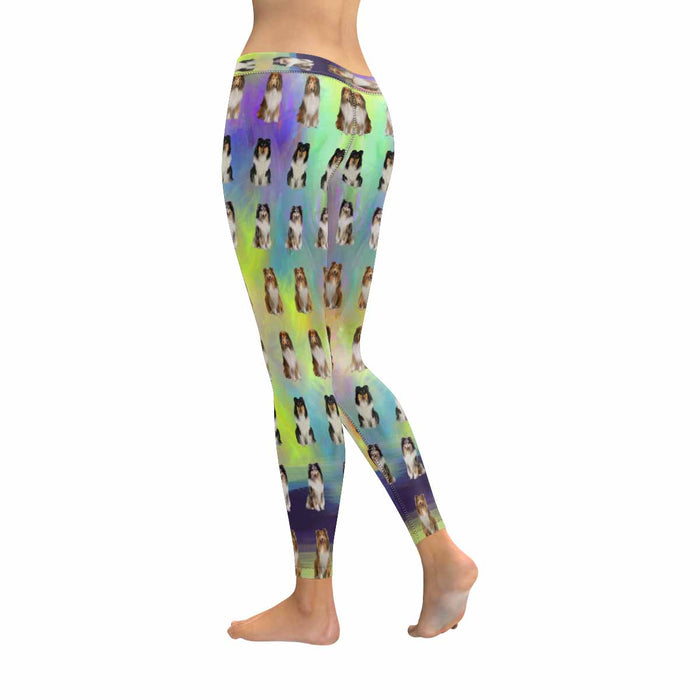 Rough Collie Dogs  All-Over Low Rise Leggings (Model L07) (Outside Serging)