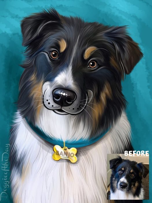 Digital Painting PERSONALIZED Caricature PET PORTRAIT! Custom Pet Dog or Cat Art