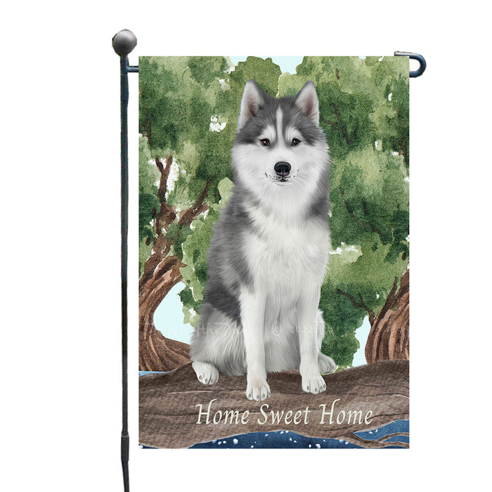 Home Sweet Home Siberian Husky Dogs Garden Flags - Outdoor Double Sided Garden Yard Porch Lawn Spring Decorative In the Woods Home Flags 12 1/2"w x 18"h
