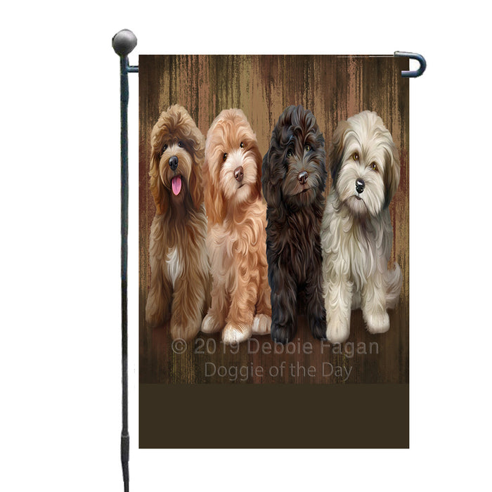 Personalized Rustic 4 Cockapoo Dogs Custom Garden Flag GFLG63321