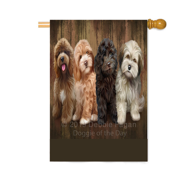 Personalized Rustic 4 Cockapoo Dogs Custom House Flag FLG64398