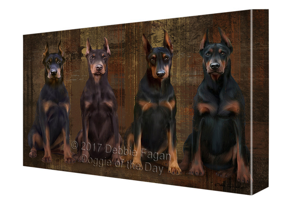 Rustic 4 Doberman Pinschers Dog Canvas Wall Art CVSA49656