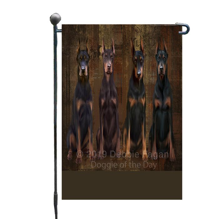 Personalized Rustic 4 Doberman Pinscher Dogs Custom Garden Flag GFLG63323