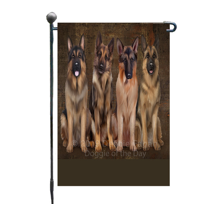 Personalized Rustic 4 German Shepherd Dogs Custom Garden Flag GFLG63325