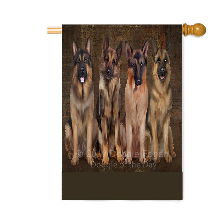 Personalized Rustic 4 German Shepherd Dogs Custom House Flag FLG64402