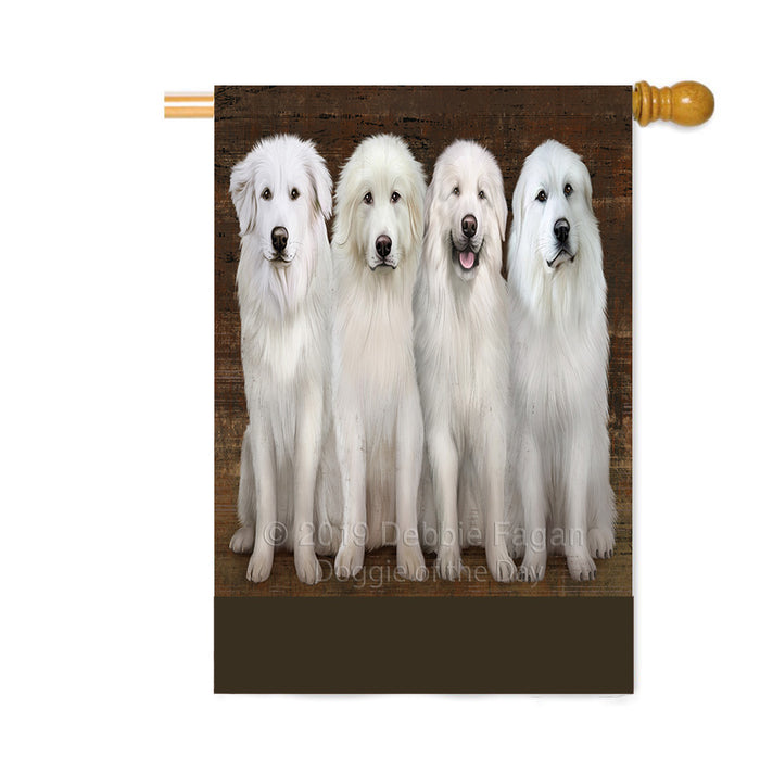 Personalized Rustic 4 Great Pyrenees Dogs Custom House Flag FLG64404