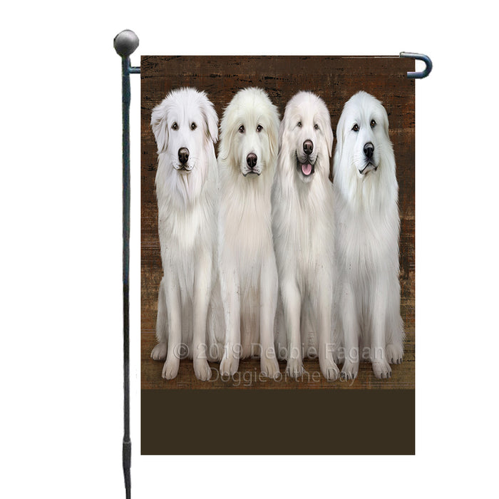 Personalized Rustic 4 Great Pyrenees Dogs Custom Garden Flag GFLG63327