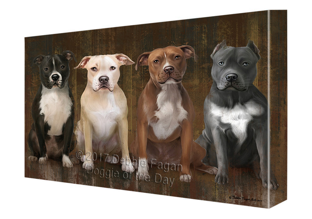 Rustic 4 Pit Bulls Dog Canvas Wall Art CVSA49674