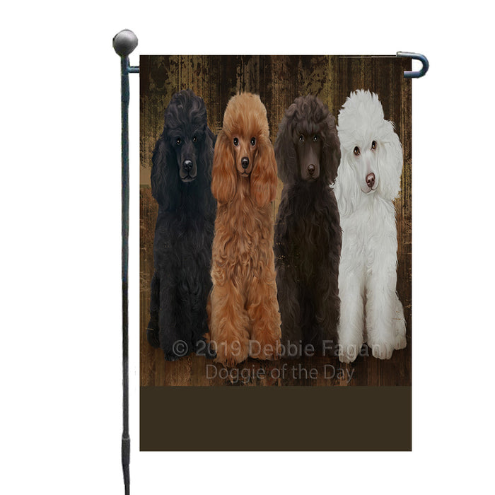 Personalized Rustic 4 Poodle Dogs Custom Garden Flag GFLG63332