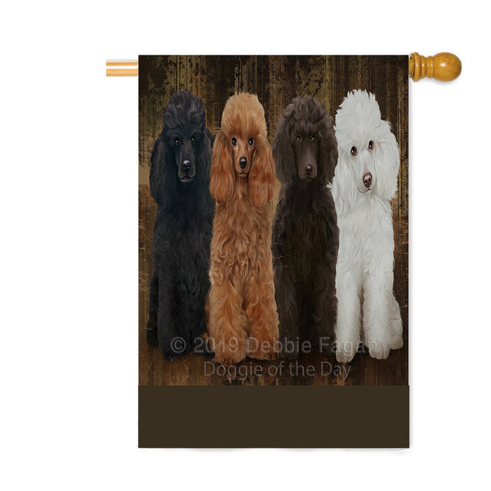 Personalized Rustic 4 Poodle Dogs Custom House Flag FLG64409